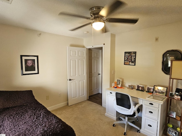 632 Lookover Dr, Anderson, SC 29621 - bedroom with light carpet, ceiling fan, and a textured ceiling