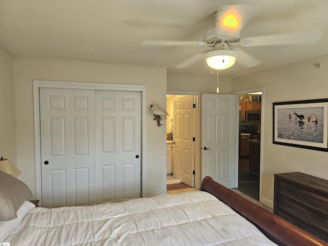 632 Lookover Dr, Anderson, SC 29621 - bedroom featuring a closet, a textured ceiling, and a ceiling fan