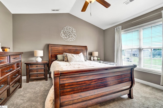 305 Cunningham Rd, Woodruff, SC 29388 - bedroom featuring lofted ceiling, light carpet, and a ceiling fan