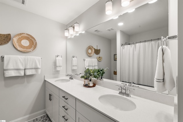 349 Encampment Blvd, Simpsonville, SC 29681 - full bathroom with double vanity and a shower with shower curtain