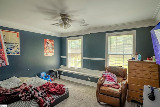 126 Midland Dr, Easley, SC 29640 - bedroom featuring multiple windows, crown molding, and a ceiling fan