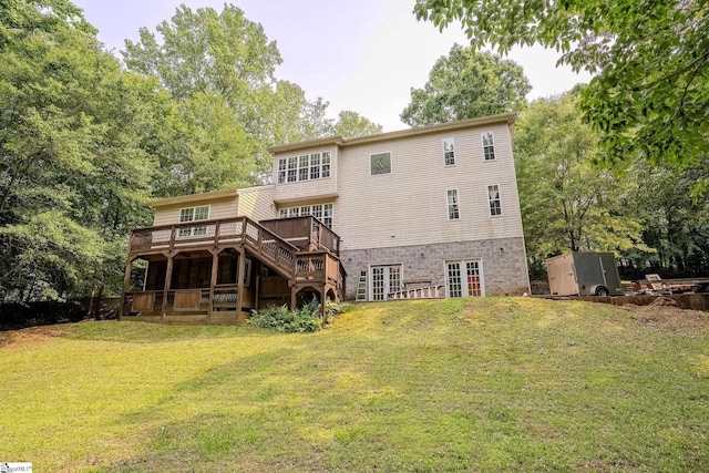 126 Midland Dr, Easley, SC 29640 - rear view of property with a wooden deck and a lawn