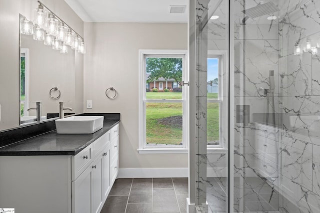 2005 Gap Creek Rd, Greer, SC 29651 - full bath featuring a marble finish shower and vanity