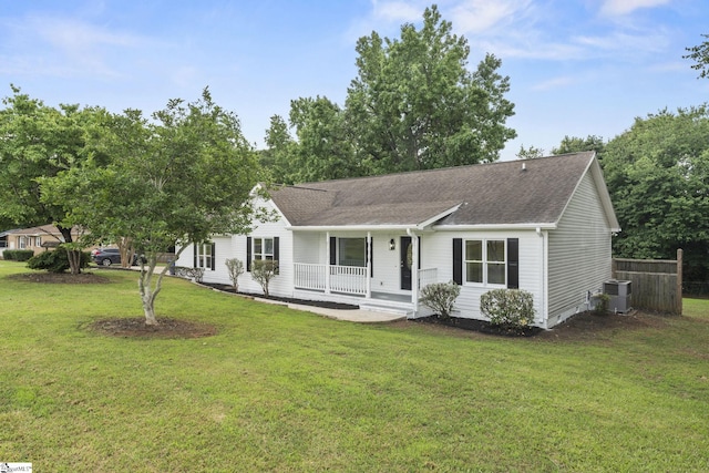 2005 Gap Creek Rd, Greer, SC 29651 - ranch-style house featuring a porch, a front lawn, and a shingled roof