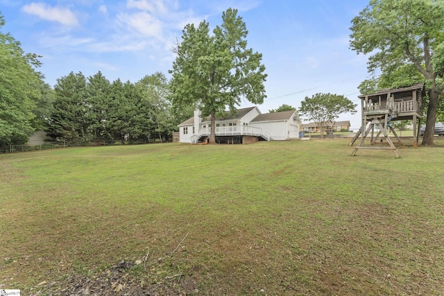 2005 Gap Creek Rd, Greer, SC 29651 - view of green lawn featuring a wooden deck