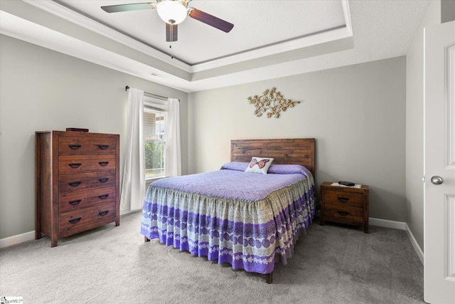 906 John Thomas Way, Greer, SC 29651 - carpeted bedroom with a tray ceiling, crown molding, and ceiling fan