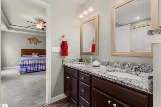 906 John Thomas Way, Greer, SC 29651 - ensuite bathroom featuring double vanity and ceiling fan
