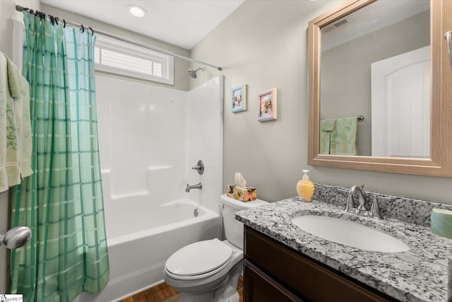 906 John Thomas Way, Greer, SC 29651 - bathroom featuring shower / bath combo with shower curtain, vanity, and wood finished floors
