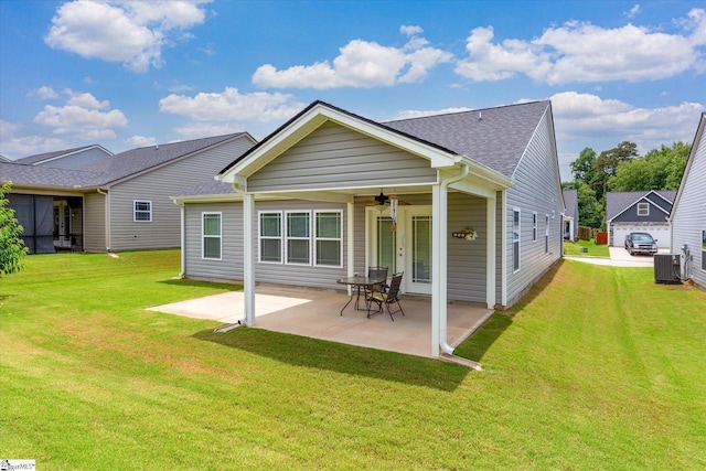906 John Thomas Way, Greer, SC 29651 - rear view of house with a ceiling fan, a yard, a patio area, and a shingled roof
