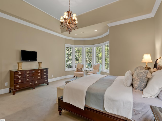 24 Lake Hills Ln, Travelers Rest, SC 29690 - bedroom featuring crown molding, carpet flooring, a chandelier, and recessed lighting