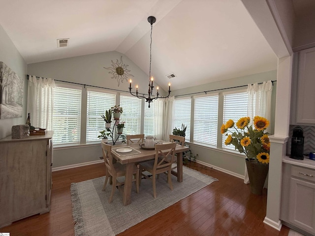 9 Kenton Finch Ct, Simpsonville, SC 29681 - dining room with a chandelier, lofted ceiling, plenty of natural light, and wood finished floors