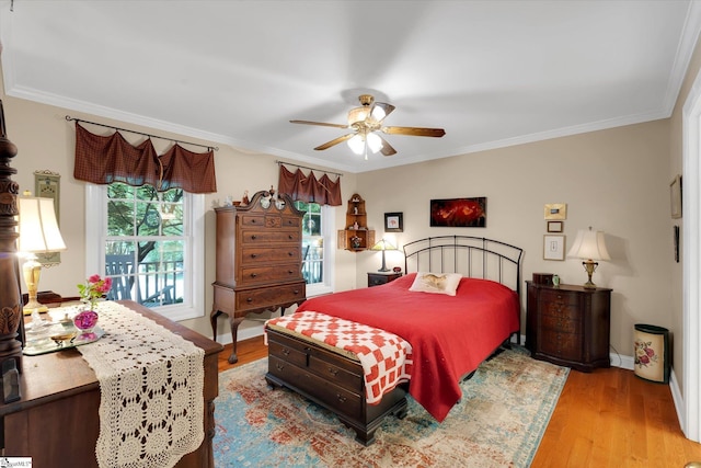 14 Quail Meadow Ln, Greenville, SC 29617 - bedroom featuring crown molding, light wood finished floors, and a ceiling fan