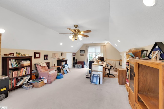 14 Quail Meadow Ln, Greenville, SC 29617 - rec room featuring light colored carpet, lofted ceiling, and ceiling fan