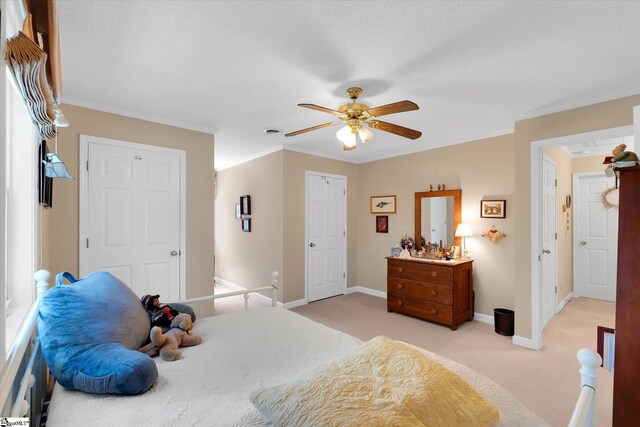 14 Quail Meadow Ln, Greenville, SC 29617 - bedroom featuring light colored carpet, ceiling fan, and crown molding