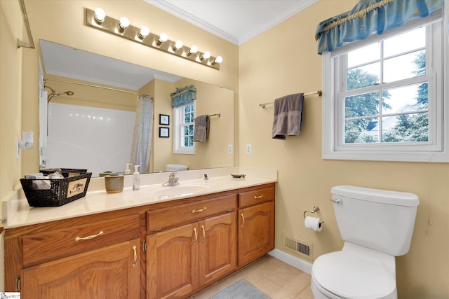14 Quail Meadow Ln, Greenville, SC 29617 - full bath featuring vanity, ornamental molding, tile patterned floors, and curtained shower