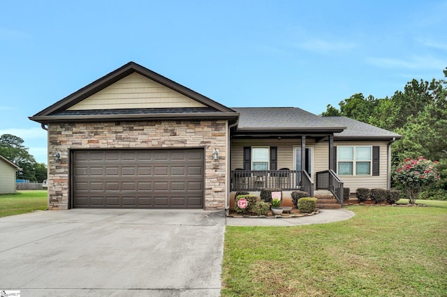 102 Tea Leaf Ct, Anderson, SC 29626 - ranch-style home featuring a porch, a front yard, driveway, and an attached garage