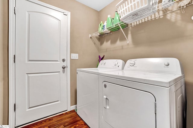 102 Tea Leaf Ct, Anderson, SC 29626 - laundry area with washing machine and dryer and dark wood-type flooring