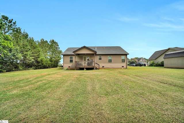 102 Tea Leaf Ct, Anderson, SC 29626 - rear view of property with a yard, a deck, and crawl space