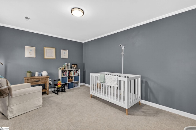 103 W Shallowstone Rd, Greer, SC 29650 - carpeted bedroom with crown molding and a nursery area