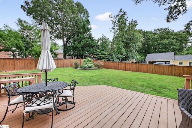103 W Shallowstone Rd, Greer, SC 29650 - wooden terrace with a fenced backyard and outdoor dining space