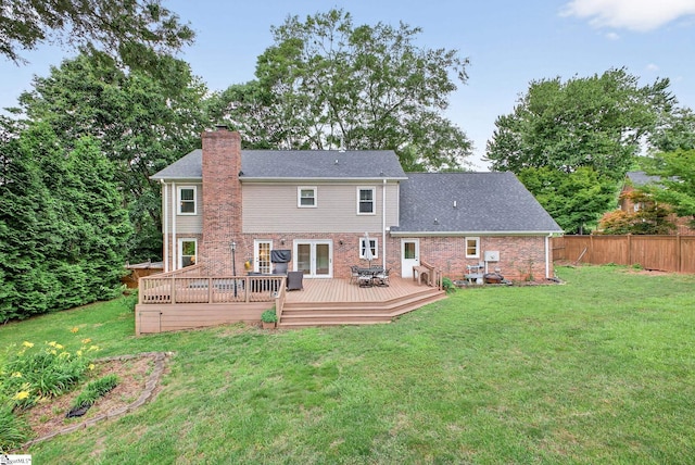 103 W Shallowstone Rd, Greer, SC 29650 - rear view of property featuring a chimney, a deck, and brick siding