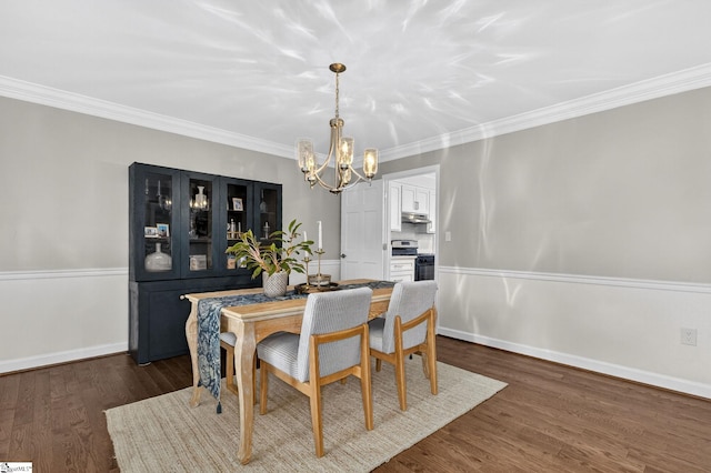 103 W Shallowstone Rd, Greer, SC 29650 - dining area featuring a chandelier, ornamental molding, and dark wood-style floors