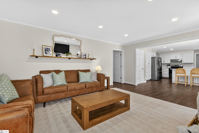 103 W Shallowstone Rd, Greer, SC 29650 - living room with recessed lighting, wood finished floors, and crown molding