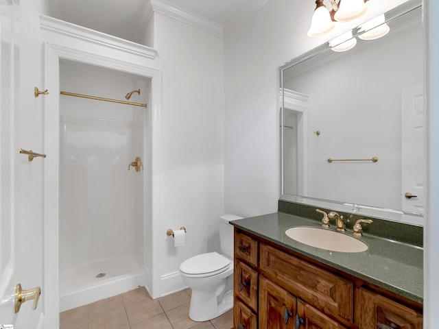 1 Touch Me Not Trl, Landrum, SC 29356 - full bathroom with tile patterned floors, ornamental molding, vanity, and a walk in shower