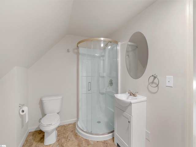 1 Touch Me Not Trl, Landrum, SC 29356 - full bath featuring vanity, a shower stall, and vaulted ceiling