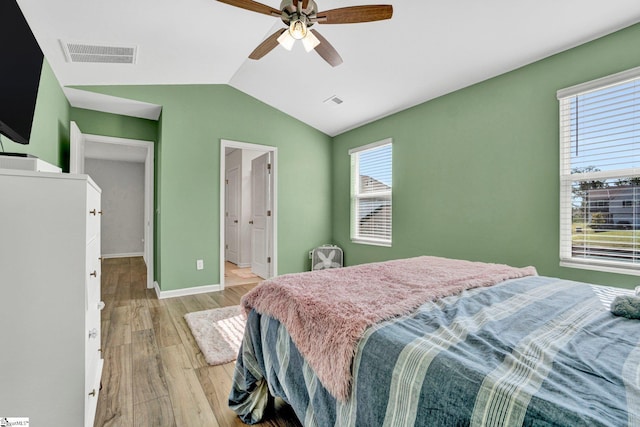 353 Anna Gray Cir, Easley, SC 29640 - bedroom featuring light wood-style floors, vaulted ceiling, and a ceiling fan