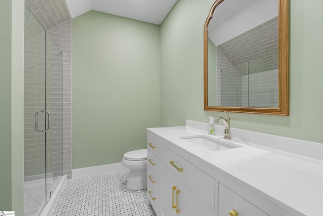 352 Pine Forest Drive Extension, Greenville, SC 29605 - full bath featuring vaulted ceiling, vanity, and a shower stall