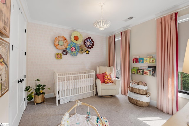 352 Pine Forest Drive Extension, Greenville, SC 29605 - carpeted bedroom featuring a crib and crown molding