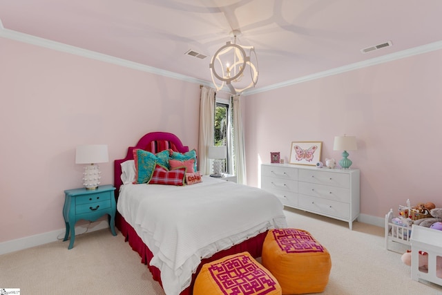 352 Pine Forest Drive Extension, Greenville, SC 29605 - carpeted bedroom with a chandelier and crown molding
