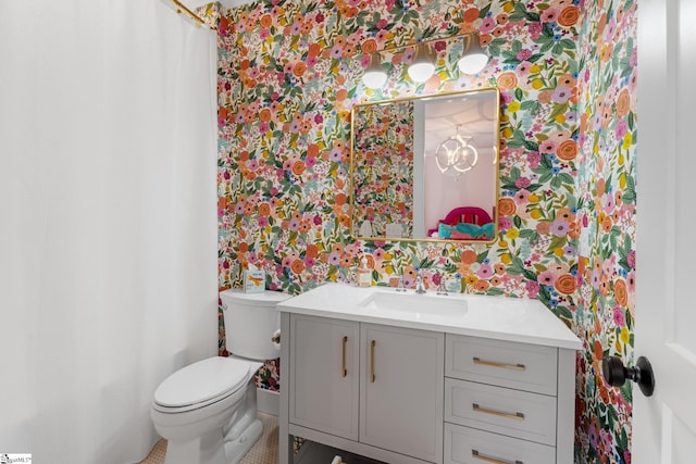 352 Pine Forest Drive Extension, Greenville, SC 29605 - bathroom with wallpapered walls and vanity