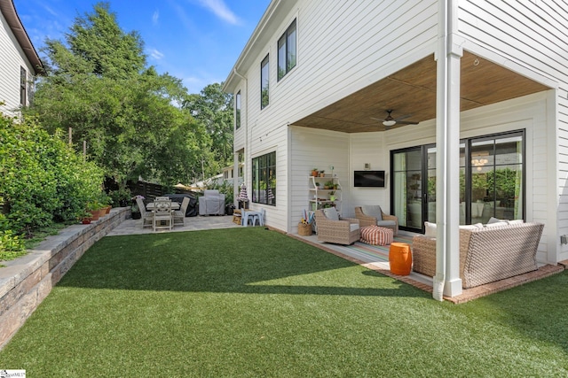 352 Pine Forest Drive Extension, Greenville, SC 29605 - view of grassy yard featuring a patio area, an outdoor living space, and a ceiling fan
