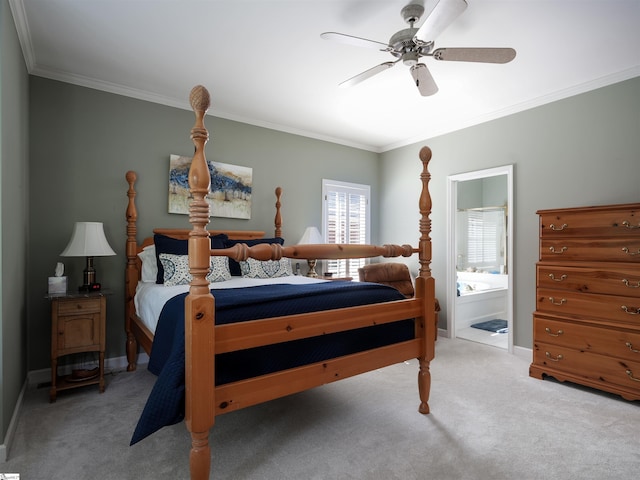 4 Glens Crossing Ct, Greer, SC 29650 - carpeted bedroom with crown molding, ceiling fan, and ensuite bathroom