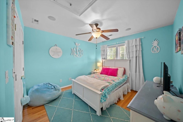 2 Willow Oak Ct, Simpsonville, SC 29681 - bedroom featuring wood finished floors, ceiling fan, and attic access
