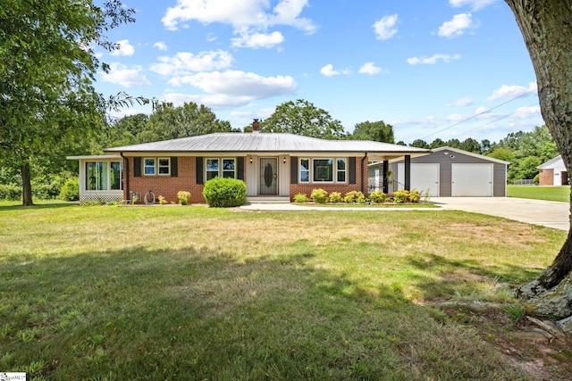 1170 Return Church Rd, Seneca, SC 29678 - single story home featuring brick siding, driveway, a front yard, and an outbuilding