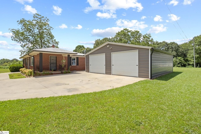 1170 Return Church Rd, Seneca, SC 29678 - view of front of home with a detached garage, an outbuilding, a front yard, a chimney, and brick siding