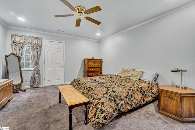 105 Devonshire Ln, Greenville, SC 29617 - bedroom featuring carpet flooring, crown molding, ceiling fan, and recessed lighting