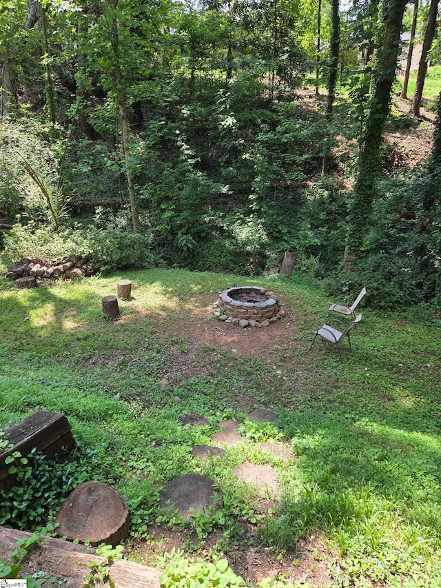 105 Devonshire Ln, Greenville, SC 29617 - view of green lawn featuring an outdoor fire pit