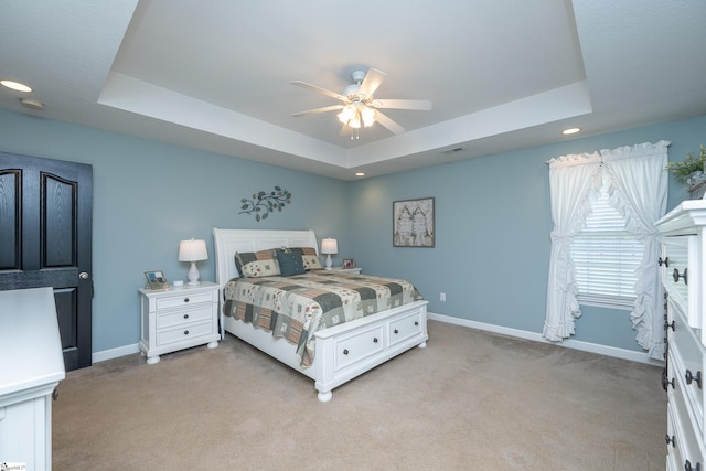 6 Gratiot Ln, Greer, SC 29651 - bedroom with a raised ceiling, light carpet, recessed lighting, and ceiling fan