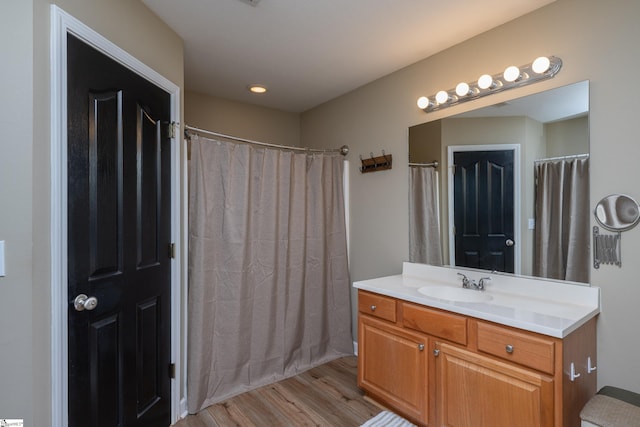 6 Gratiot Ln, Greer, SC 29651 - full bath featuring vanity, wood finished floors, and curtained shower