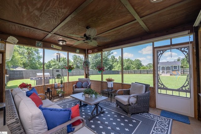 6 Gratiot Ln, Greer, SC 29651 - sunroom featuring outdoor lounge area, a ceiling fan, and healthy amount of natural light