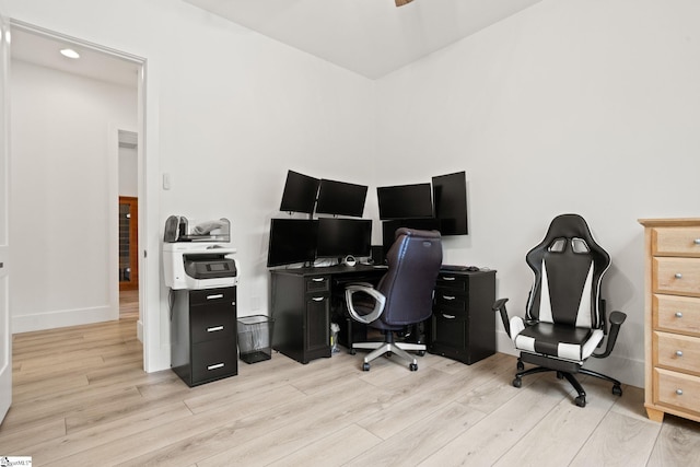 421 Lynn Rd, Taylors, SC 29687 - office featuring wood finished floors and a ceiling fan