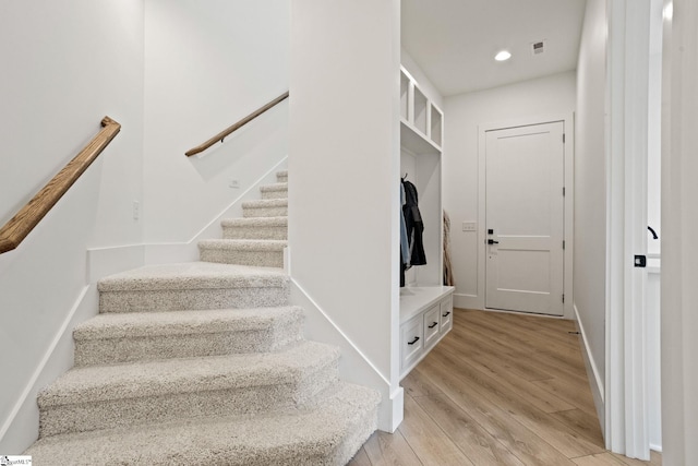 421 Lynn Rd, Taylors, SC 29687 - mudroom featuring light wood-type flooring and recessed lighting