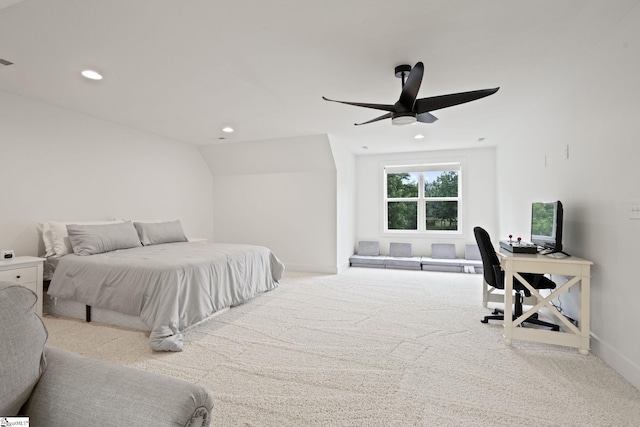 421 Lynn Rd, Taylors, SC 29687 - carpeted bedroom with recessed lighting, an office area, ceiling fan, and lofted ceiling