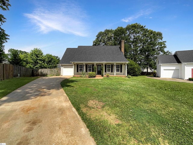 5 Ash Pt, Simpsonville, SC 29681 - new england style home featuring driveway, covered porch, a chimney, an attached garage, and a shingled roof