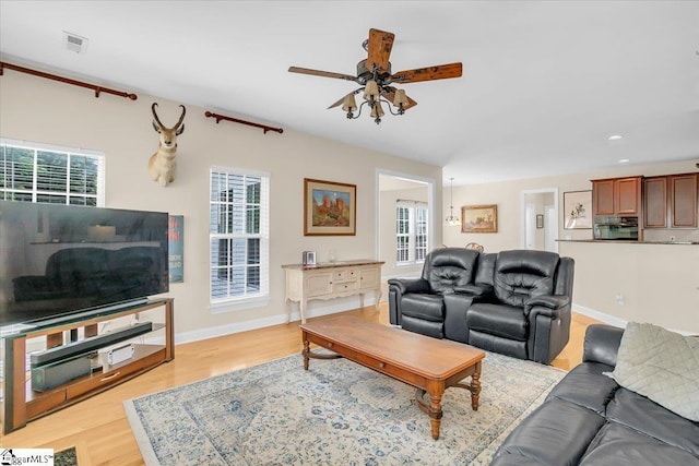 109 Amberleaf Way, Simpsonville, SC 29681 - living area with ceiling fan, light wood-style floors, and recessed lighting