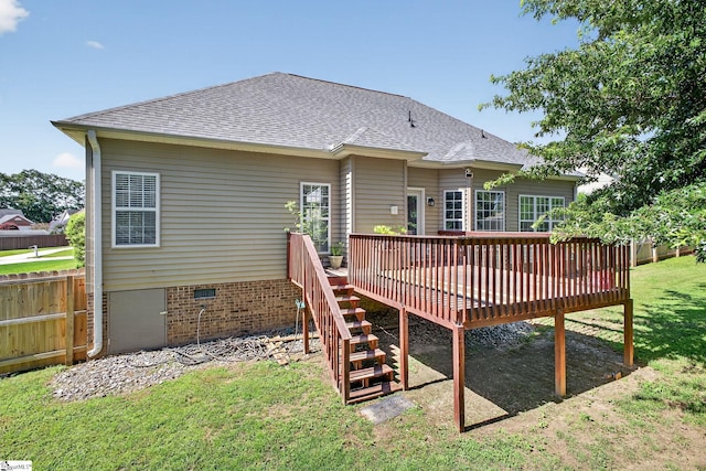 10 Parkcrest Ct, Simpsonville, SC 29681 - rear view of property featuring roof with shingles, a deck, and stairway